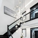 Modern Crystal Cluster Pendant Light Square Lamp Shades Duplex Stair Office