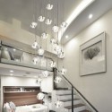 Modern Crystal Cluster Pendant Light Square Lamp Shades Duplex Stair Office