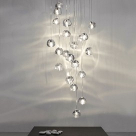 Modern Crystal Cluster Pendant Light Unique Crystal Lamp Shade Duplex Stair Living Room