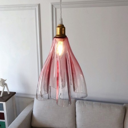 Nordic Petal Pendant Light Coloured Glass Mini Pendant Light Bedroom Restaurant