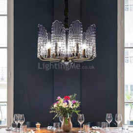 Modern Simple Glass Pendant Light Wrought Iron Chandelier Living Room Bedroom