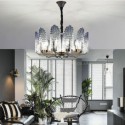 Modern Simple Glass Pendant Light Wrought Iron Chandelier Living Room Bedroom