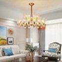 Modern Simple Brass Pendant Light Glass Lamp Shade Elegant Chandelier Living Room Restaurant