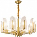 Modern Simple Brass Pendant Light Leaf Glass Lamp Shade Living Room Restaurant