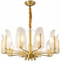 Modern Simple Brass Pendant Light Leaf Glass Lamp Shade Living Room Restaurant