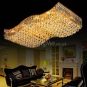 European Crystal Flush Mount Rectangle Chandelier Living Room Bedroom