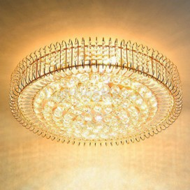 European Style Flush Mount Round Crystal Ceiling Light Living Room Lobby