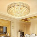 European Style Flush Mount Round Crystal Ceiling Light Living Room Lobby