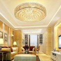 European Style Flush Mount Round Crystal Ceiling Light Living Room Lobby