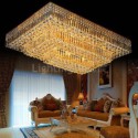 Modern Flush Mount Three Tiers Crystal Chandelier Living Room Lobby