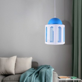 Modern Castle Shaped Pendant Light Blue and White Color Bedroom Kids Room Light