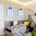 Modern Castle Shaped Pendant Light Blue and White Color Bedroom Kids Room Light