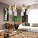 Nordic Brass Pendant Lamp Clear Glass Lampshade Living Room Study Light Fixture