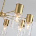 Nordic Brass Pendant Lamp Clear Glass Lampshade Living Room Study Light Fixture