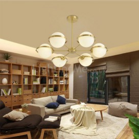 Nordic Brass Sputnik Chandelier Magic Bean Glass Ceiling Light Living Room Study