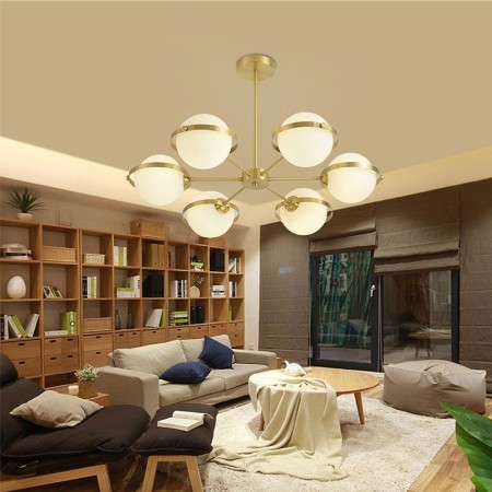 Nordic Brass Sputnik Chandelier Magic Bean Glass Ceiling Light Living Room Study