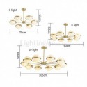 Nordic Brass Sputnik Chandelier Magic Bean Glass Ceiling Light Living Room Study