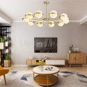 Nordic Brass Sputnik Chandelier Magic Bean Glass Ceiling Light Living Room Study