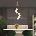 Nordic Brass Cluster Chandelier Pendant Light Creative Magic Bean Glass Lamp Living Room Duplex Stair