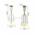 Nordic Brass Cluster Chandelier Pendant Light Creative Magic Bean Glass Lamp Living Room Duplex Stair