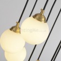 Nordic Brass Cluster Chandelier Pendant Light Creative Magic Bean Glass Lamp Living Room Duplex Stair