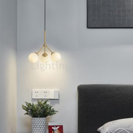 Nordic Brass Pendant Light Creative Glass Ball Lighting Bedroom Office