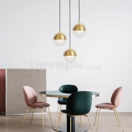 Nordic Brass 3 Light Cluster Pendant Fixture for Kitchen Island Dining Table with Glass Ball  Office Cafe