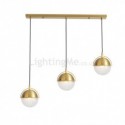 Nordic Brass 3 Light Cluster Pendant Fixture for Kitchen Island Dining Table with Glass Ball  Office Cafe