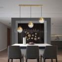 Nordic Brass 3 Light Cluster Pendant Fixture for Kitchen Island Dining Table with Glass Ball  Office Cafe