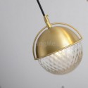 Nordic Brass 3 Light Cluster Pendant Fixture for Kitchen Island Dining Table with Glass Ball  Office Cafe