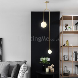 Nordic Brass Pendant Light Glass Lamp Shade Lamp Bedroom Living Room