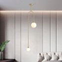 Nordic Brass Pendant Light Glass Lamp Shade Lamp Bedroom Living Room