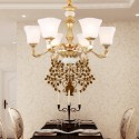 6 Light Retro Traditional Rustic Chandelier with Glass Shade