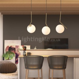 Glass Ball 3 Pendant Cluster Light Fixture for Kitchen Island Bedroom Living Room