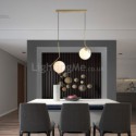Glass Ball 3 Pendant Cluster Light Fixture for Kitchen Island Bedroom Living Room
