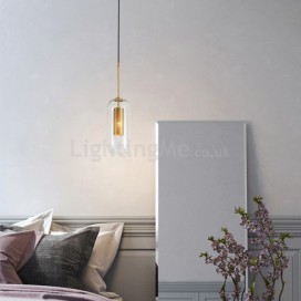 Nordic Clear Glass Pendant Light Unique Inner Brass Hollow out Pendant Light Bedroom Living Room