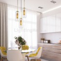 Nordic Clear Glass Pendant Light Unique Inner Brass Hollow out Pendant Light Bedroom Living Room