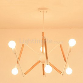 Nordic Wood Spider Pendant Light Foldable Leg Living Room Dining Room Light