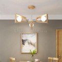 Modern Fan Shaped Chandelier Elegant Wood Pendant Light Hotel Dining Room