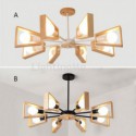 Modern Fan Shaped Chandelier Elegant Wood Pendant Light Hotel Dining Room