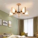 Modern Fan Shaped Chandelier Elegant Wood Pendant Light Hotel Dining Room