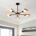 Modern Fan Shaped Chandelier Elegant Wood Pendant Light Hotel Dining Room