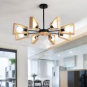 Modern Fan Shaped Chandelier Elegant Wood Pendant Light Hotel Dining Room