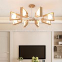 Modern Fan Shaped Chandelier Elegant Wood Pendant Light Hotel Dining Room