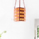 Cylindrical Modern Pendant Light with Natural Leaves in Shade