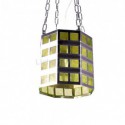 Cylindrical Modern Pendant Light with Natural Leaves in Shade