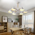 Nordic Iron Pendant Light Elegant Wood Chandelier Dining Room Living Room