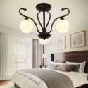 Nordic Flower Bud Flush Mounted Ceiling Light Wrought Iron Chandelier Bedroom Study