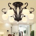 Nordic Flower Bud Flush Mounted Ceiling Light Wrought Iron Chandelier Bedroom Study