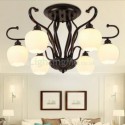 Nordic Flower Bud Flush Mounted Ceiling Light Wrought Iron Chandelier Bedroom Study